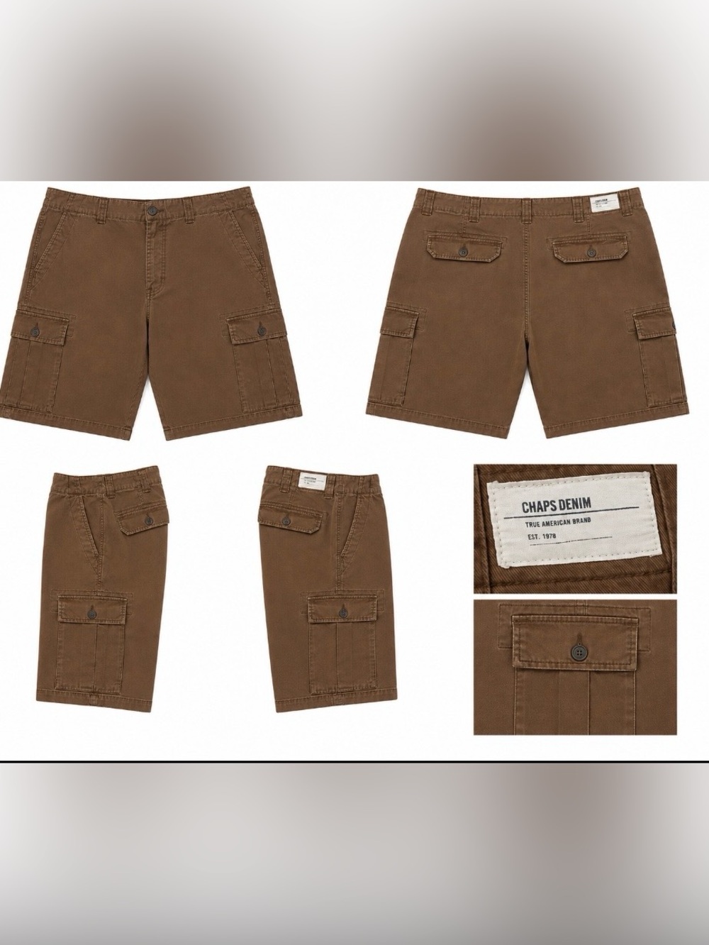 Chaps Denim Men's Brown Cargo Shorts Size 38